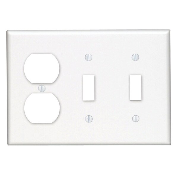 Leviton Leviton White 3 gang Thermoset Plastic Duplex/Toggle Wall Plate 1 pk 88021-000 - main